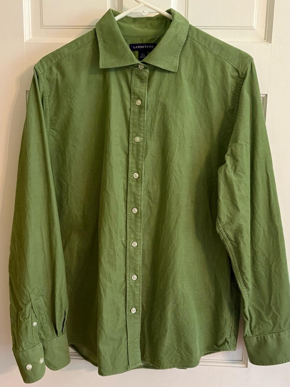 Lands' End women's Green Button-Down Corduroy Shirt